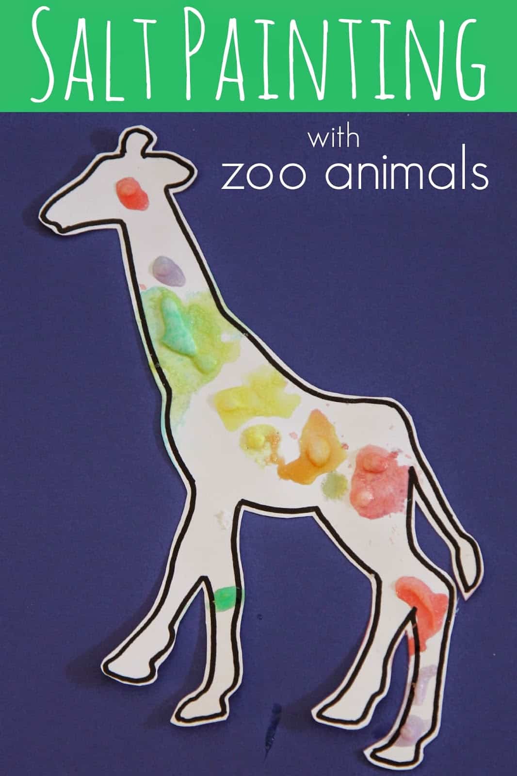 Zoo Animal Salt Painting for Kids - Toddler Approved