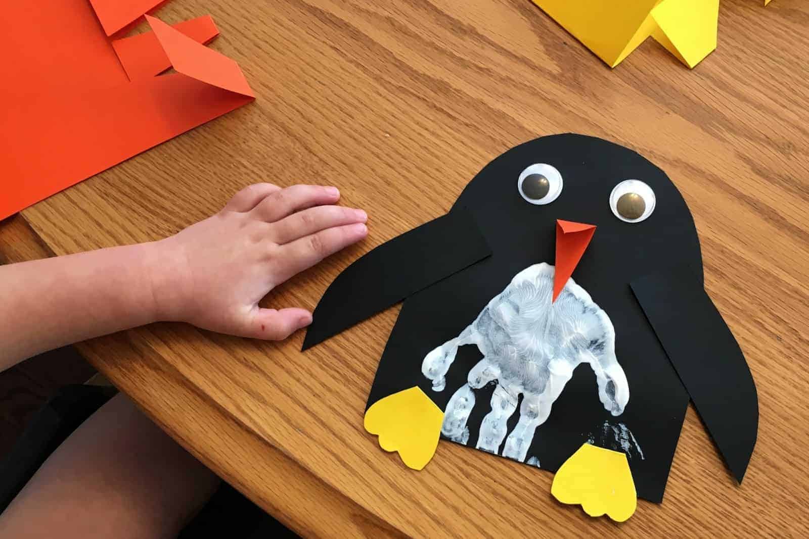 Handprint Penguin Craft Toddler Approved