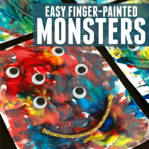 Simple Finger-painted Monsters for Toddlers