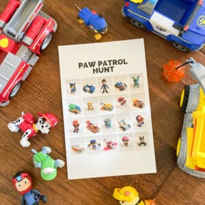 Paw Patrol scavenger hunt page for kids