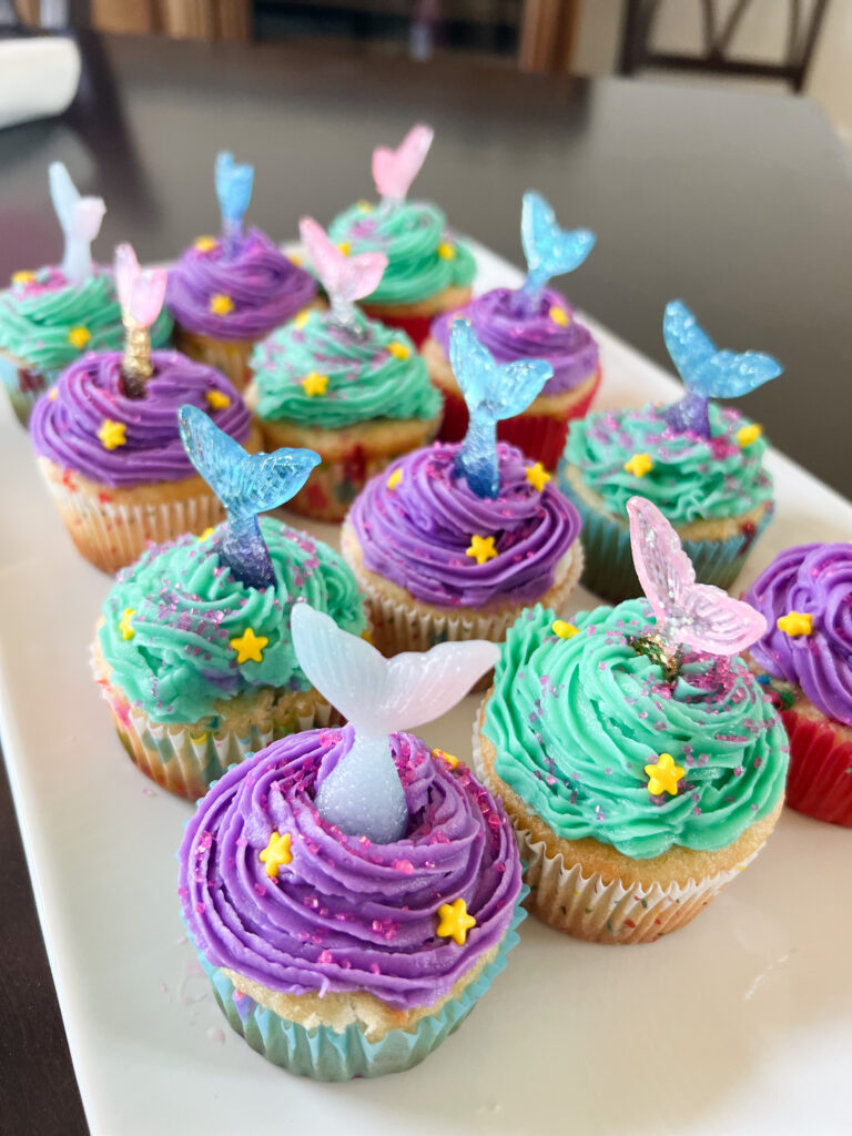 Mermaid Birthday Party Activities cupcake time