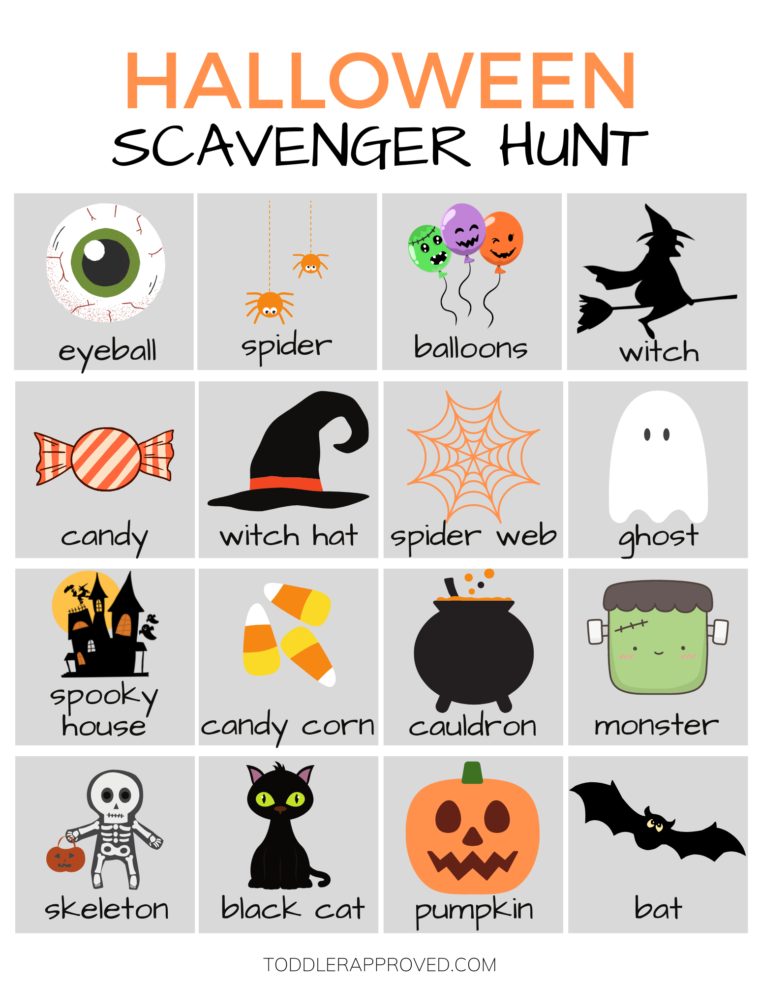 Printable Halloween Scavenger Hunt Toddler Approved