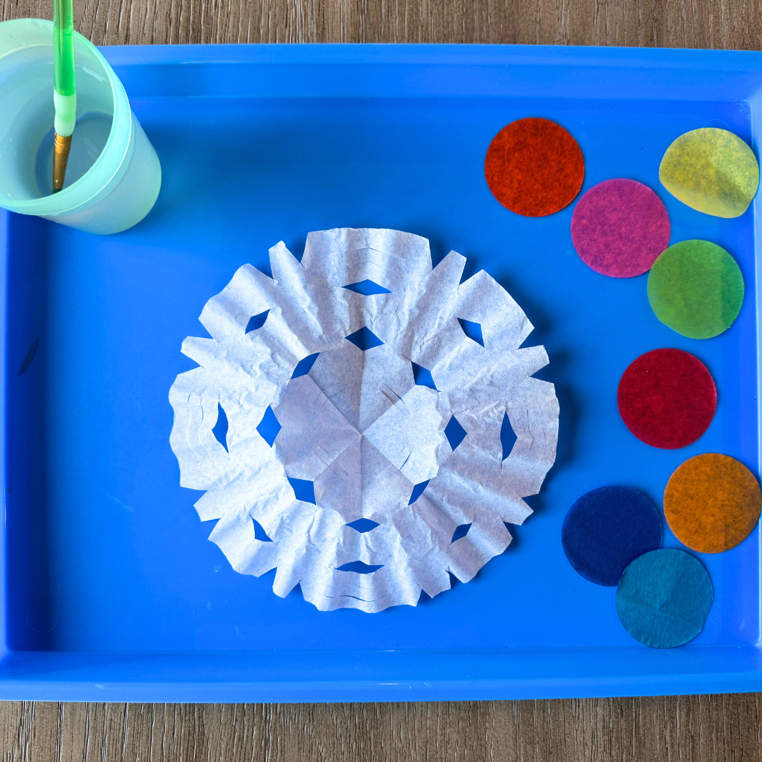 Snowflake Bleeding Tissue Paper Art - Toddler Approved